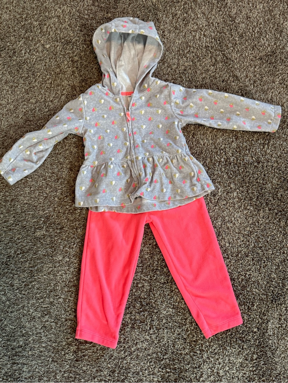 Carter's Gray Hooded Peplum Jacket with Heart Details